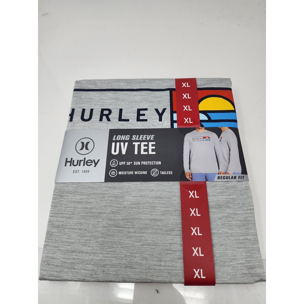 Hurley Mens Long Sleeve UV Tee Gray Polyester Blend Athletic Size XL